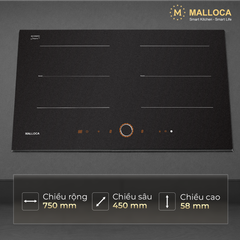 Bếp từ 2 vùng nấu 75cm (Mặt kính Onyka chống trầy xước) Malloca MI750ES ảnh 2