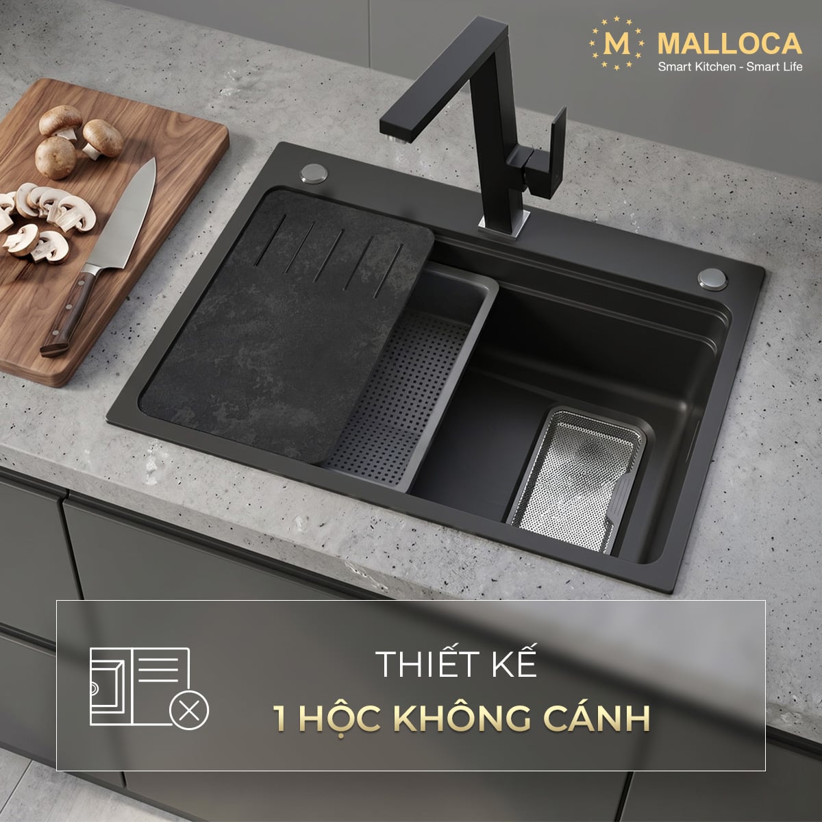 Chậu Rửa Chén 1 hố Inox 304 Malloca VOLCANIC MS7750GR - Màu xám núi lửa Volcanic trên MS7750GR Chậu Rửa Chén 1 hố Inox 304 Malloca VOLCANIC MS7750GR - Màu xám núi lửa Volcanic trên MS7750GR