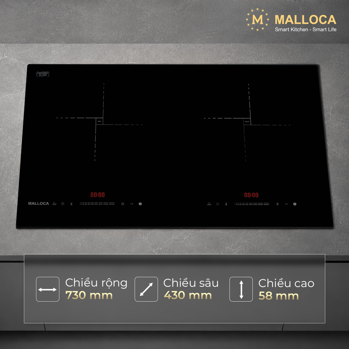 Bếp từ 2 vùng nấu 73cm Malloca EcoKitchen MIH02ECO - Tổng quan bếp từ Malloca MIH02ECO dòng EcoKitchen Bếp từ 2 vùng nấu 73cm Malloca EcoKitchen MIH02ECO - Tổng quan bếp từ Malloca MIH02ECO dòng EcoKitchen