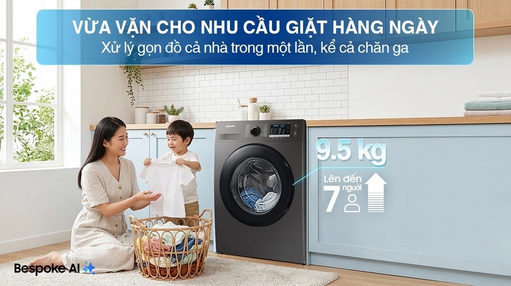 Máy giặt Samsung Inverter 9.5 kg WW95TA046AX/SV – ảnh 2