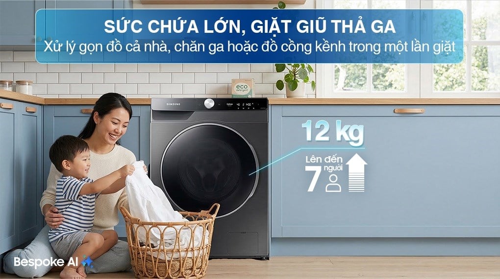 Máy giặt Samsung AI EcoBubble Inverter 12 kg WW12CGP44DSBSV – ảnh 2