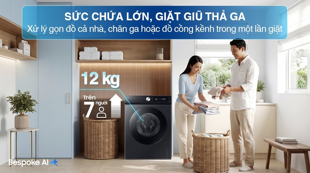 Máy giặt sấy Samsung Bespoke Inverter giặt 12 kg - sấy 7 kg WD12DB7B85GBSV – ảnh 2