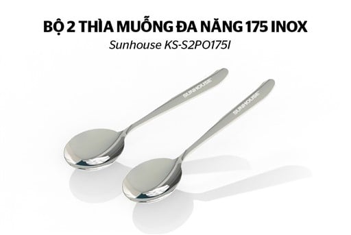 Bộ 2 thìa muỗng đa năng 175 inox Sunhouse KS-S2PO175I – ảnh 2