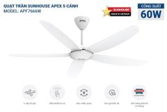 Quạt trần 5 cánh Sunhouse apex APF7666W ảnh 7