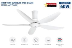 Quạt trần 5 cánh Sunhouse apex APF7669W ảnh 7