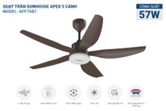 Quạt trần 5 cánh có đèn Sunhouse apex APF7687 ảnh 5