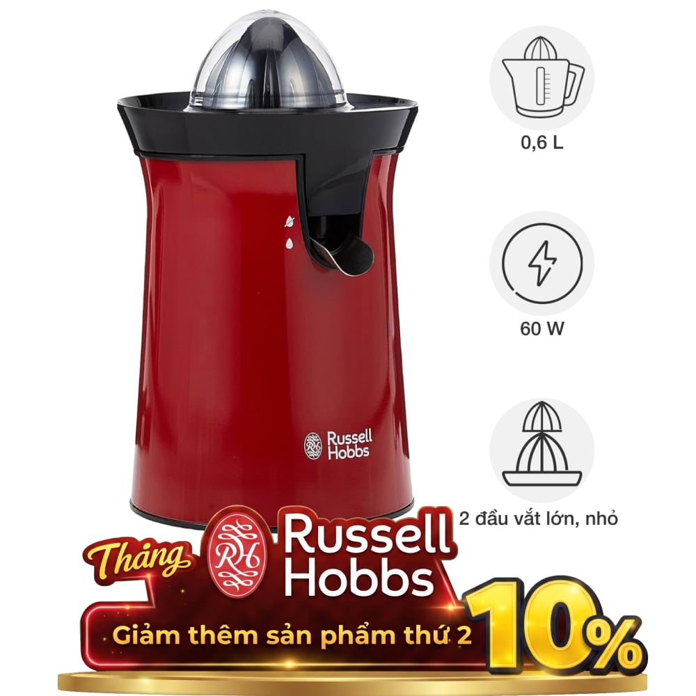 Máy vắt cam Russell Hobbs 26010-56 Colour Plus+ Flame Red Citrus Press