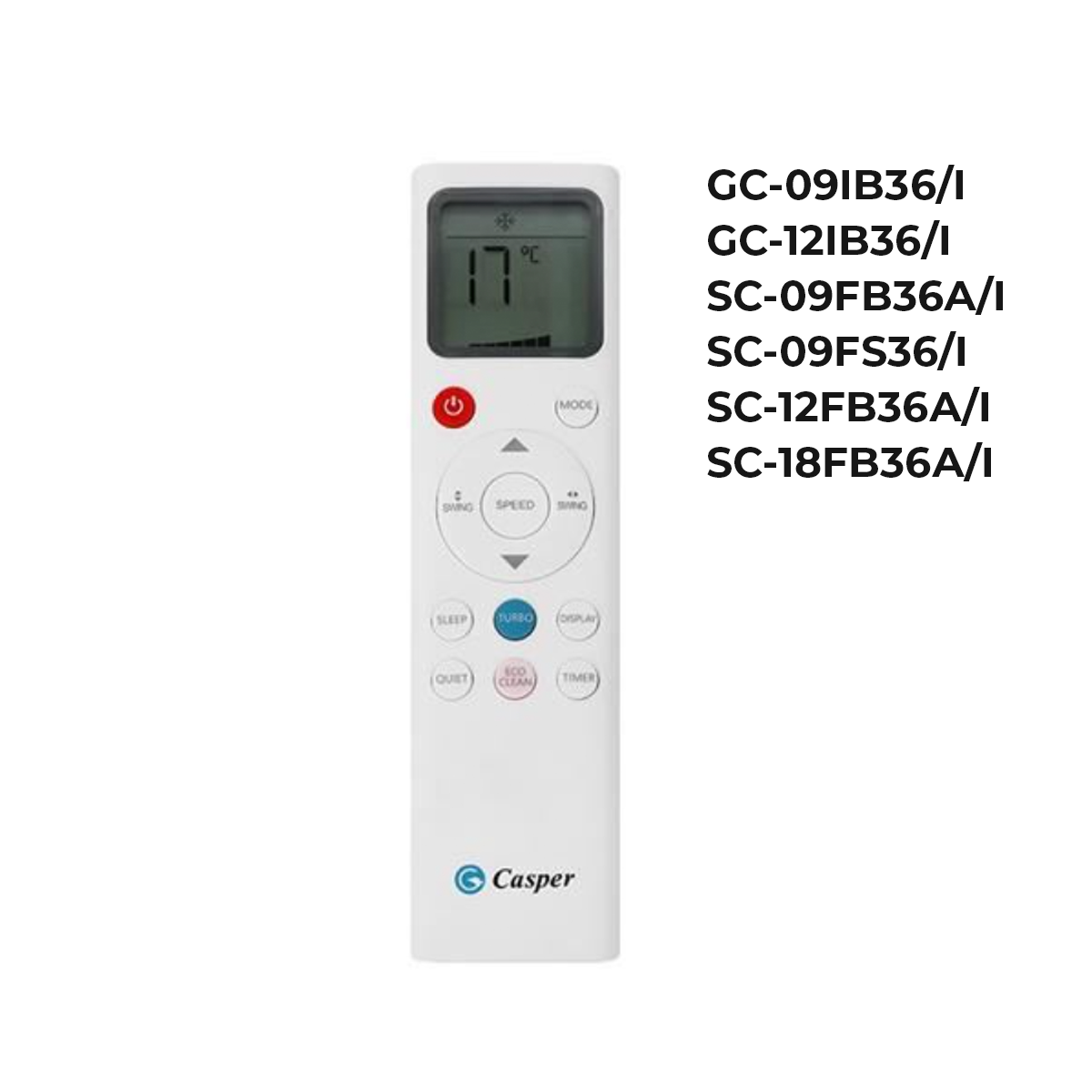 Điều khiển điều hoà GC-09IB36/I, GC-12IB36/I, SC-09FB36A/I, SC-09FS36/I, SC-12FB36A/I, SC-18FB36A/I