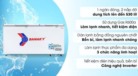 Tủ đông Sanaky Inverter 530 lít VH-6699HY3