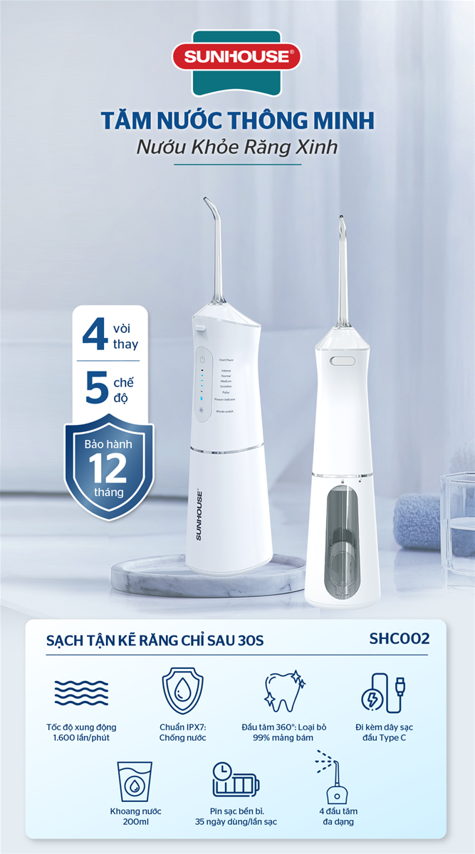 Máy tăm nước cầm tay Sunhouse SHC002