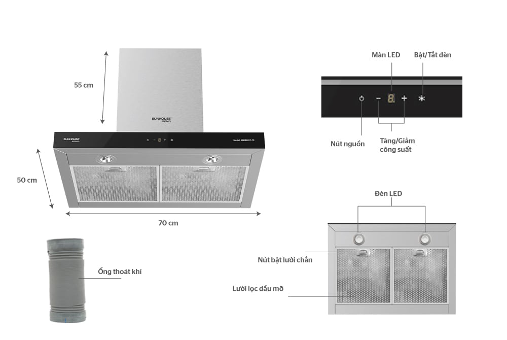 MÁY HÚT MÙI cao cấp CHỮ “t” SUNHOUSE MAMA MMB6817-70 Máy hút mùi chữ T SUNHOUSE MAMA MMB6817-70 – ảnh 8