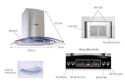 Máy hút mùi kính cong Sunhouse Mama MMB6707-70 – ảnh 2