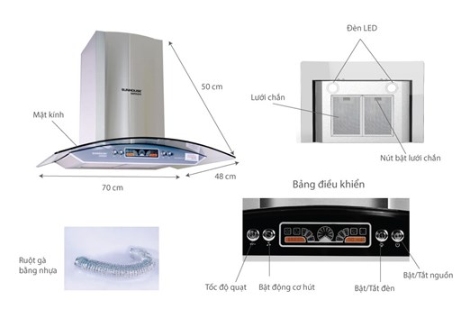 Máy hút mùi kính cong Sunhouse Mama MM6716-70 – ảnh 2