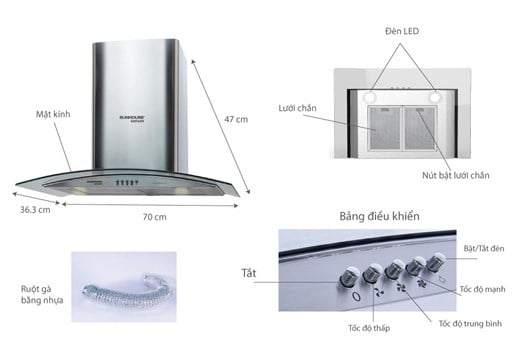 Máy hút mùi kính cong Sunhouse Mama MM6719-70 – ảnh 2