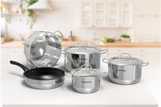 Bộ nồi chảo inox 5 đáy Sunhouse SHG998 – ảnh 6