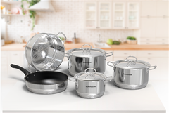 Bộ nồi chảo inox 5 đáy Sunhouse SHG998 ảnh 6