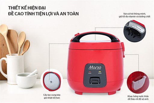 Nồi cơm điện 1.8L Sunhouse Mama SHD8652 đỏ – ảnh 2