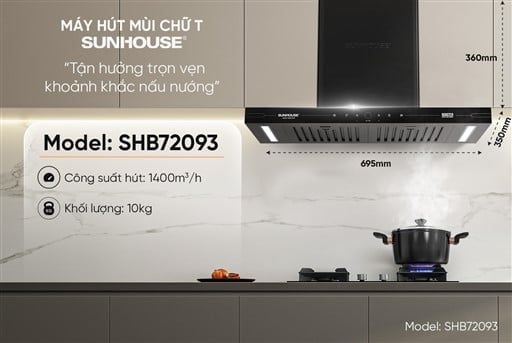 Máy hút mùi chữ t Sunhouse SHB72093