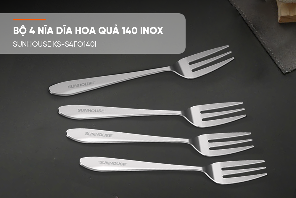 Bộ 4 nĩa dĩa hoa quả 140 inox Sunhouse KS-S4FO140I – ảnh 6