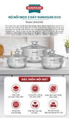Bộ nồi inox 3 đáy Sunhouse eco SHG334E ảnh 5