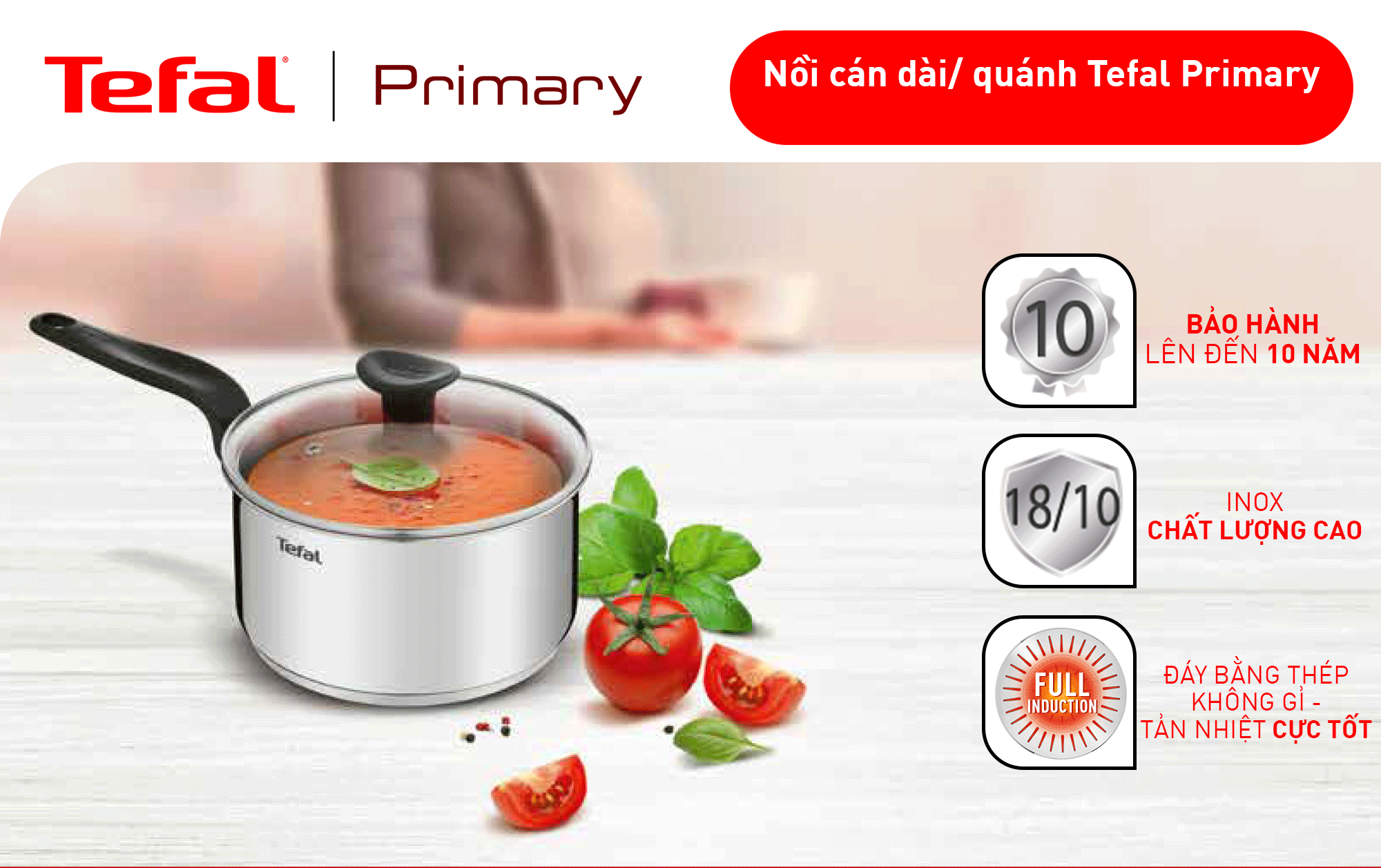 Nồi cán dài/ quánh Tefal Primary 18cm