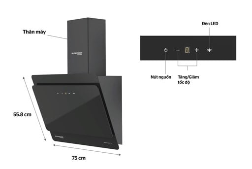 MÁY HÚT MÙI CAO CẤP KÍNH VÁT SUNHOUSE MAMA MMB6818-70 – ảnh 2