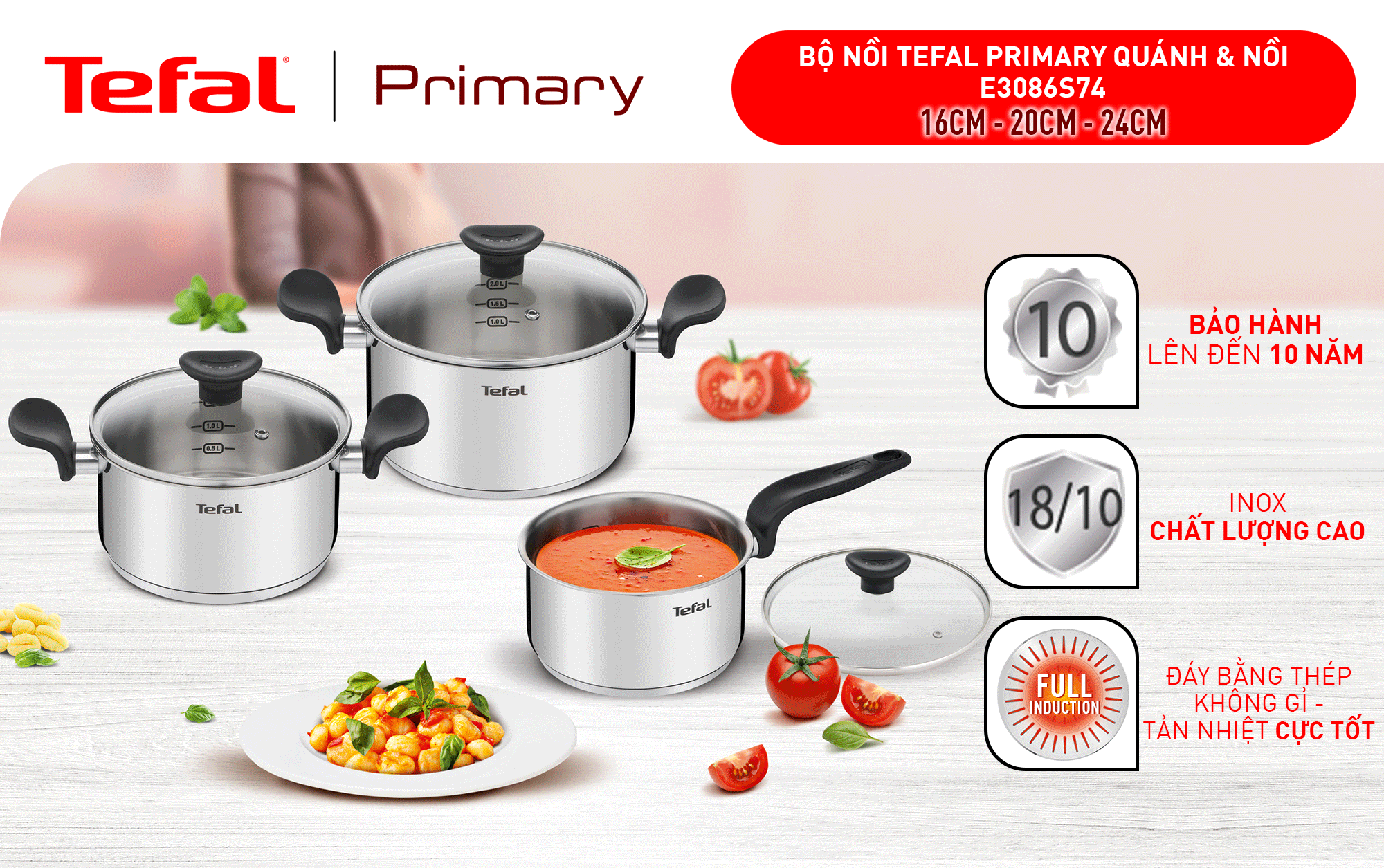 Bộ nồi Tefal Primary 16/20/24cm