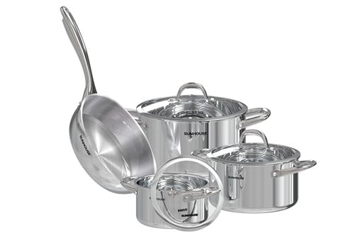 Bộ nồi chảo INOX304 đáy liền Sunhouse SHG808