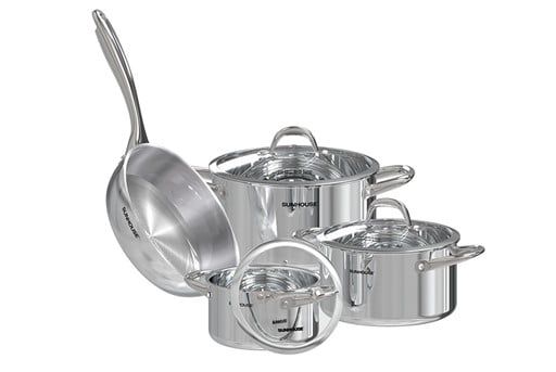 Bộ nồi chảo INOX304 đáy liền Sunhouse SHG808