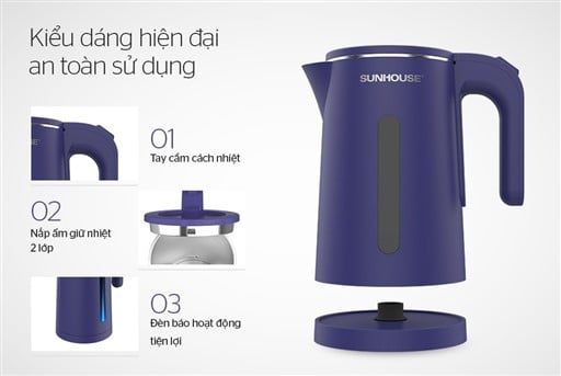 Ấm siêu tốc inox 2 lớp Sunhouse SHD1356