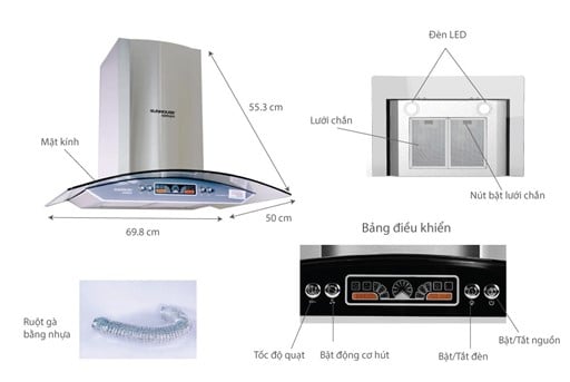 Máy hút mùi kính cong Sunhouse Mama MM6707-70 – ảnh 2
