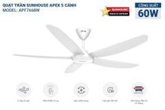 Quạt trần 5 cánh Sunhouse apex APF7668W ảnh 5