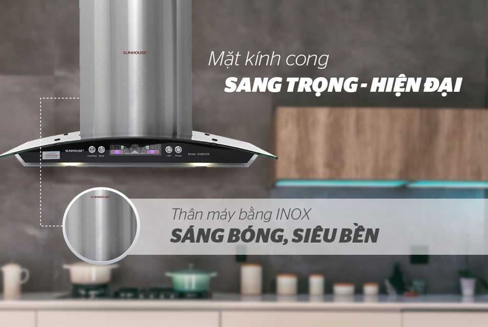 Máy hút mùi kính cong Sunhouse SHB6626 – ảnh 8