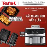  Nồi chiên không dầu 2 ngăn Tefal 2in1 EY905D10 - 8.3L - Điện tử 