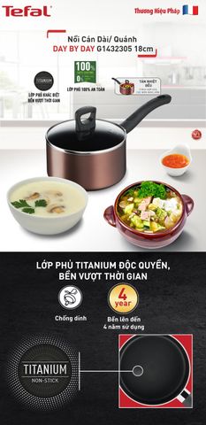 Nồi cán dài/ quánh Tefal Day By Day 18cm