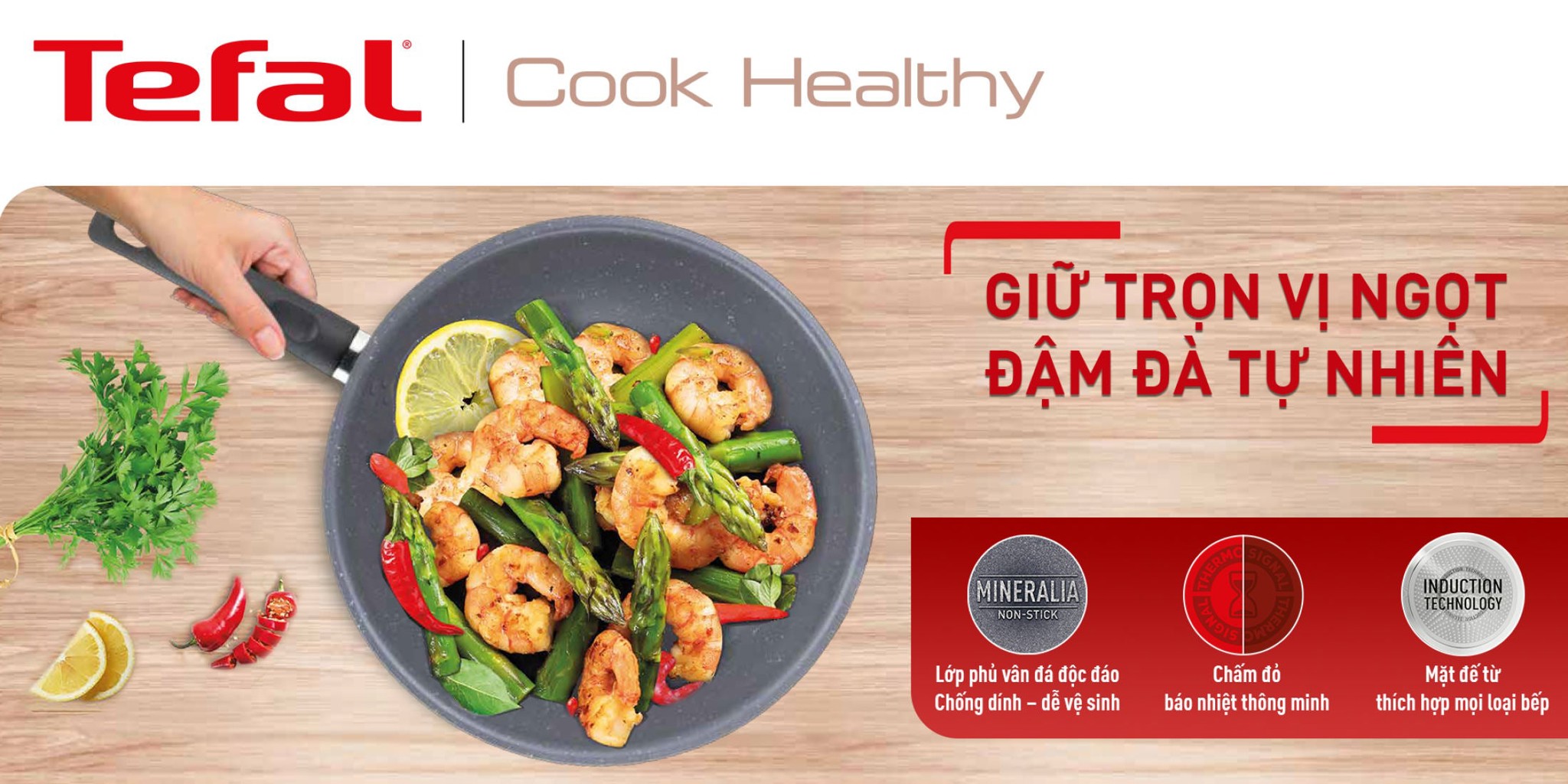 Chảo chiên sâu lòng Tefal Cook Healthy 26cm