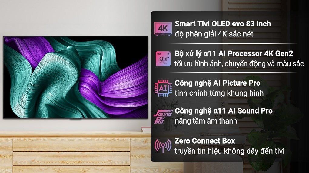 TV Kết nối Không dây Đích thực OLED evo AI M5 83 inch với công nghệ truyền tải video & âm OLED83M5PSA