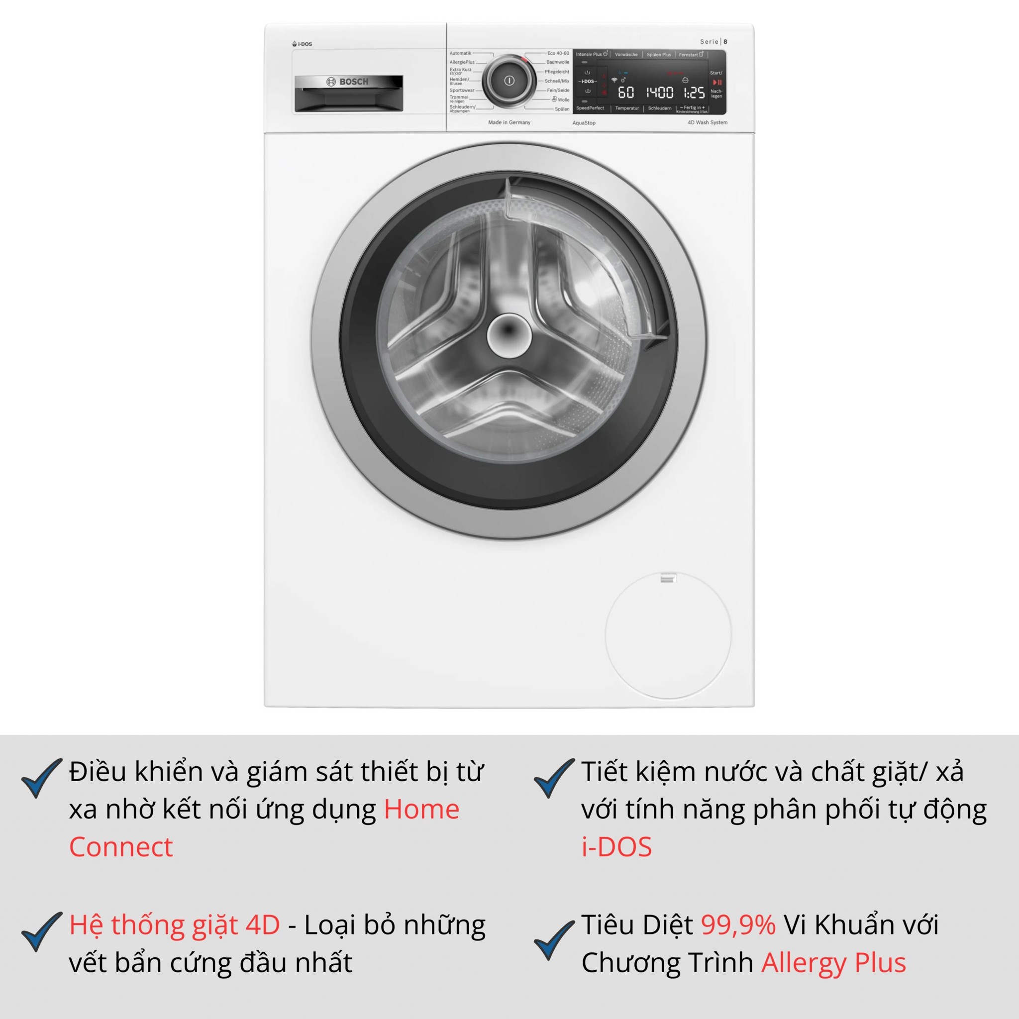 Máy Giặt Cửa Trước Bosch WAV28K43 Series 8 9kg