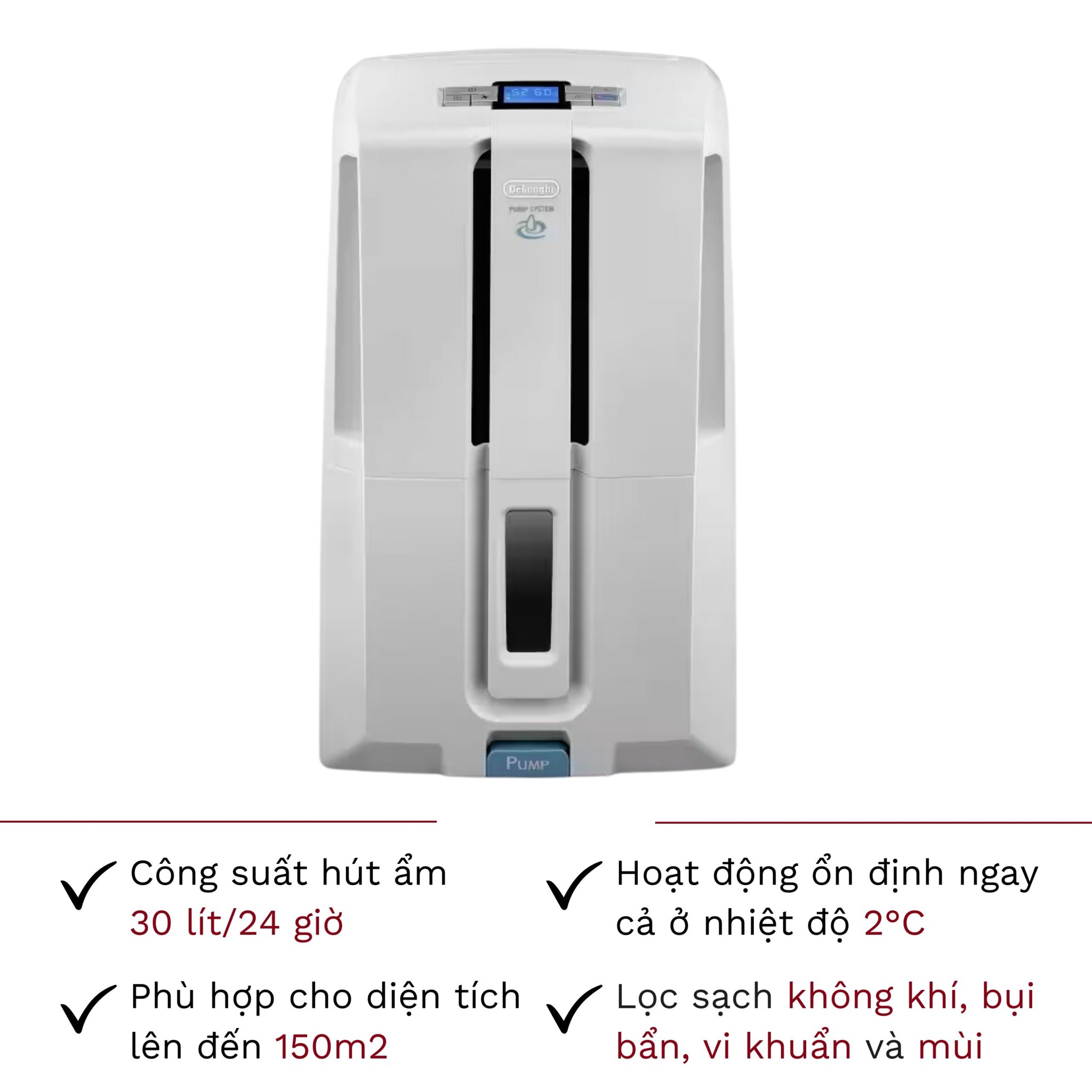 Máy Hút Ẩm Delonghi ARIADRY PUMP DD230P