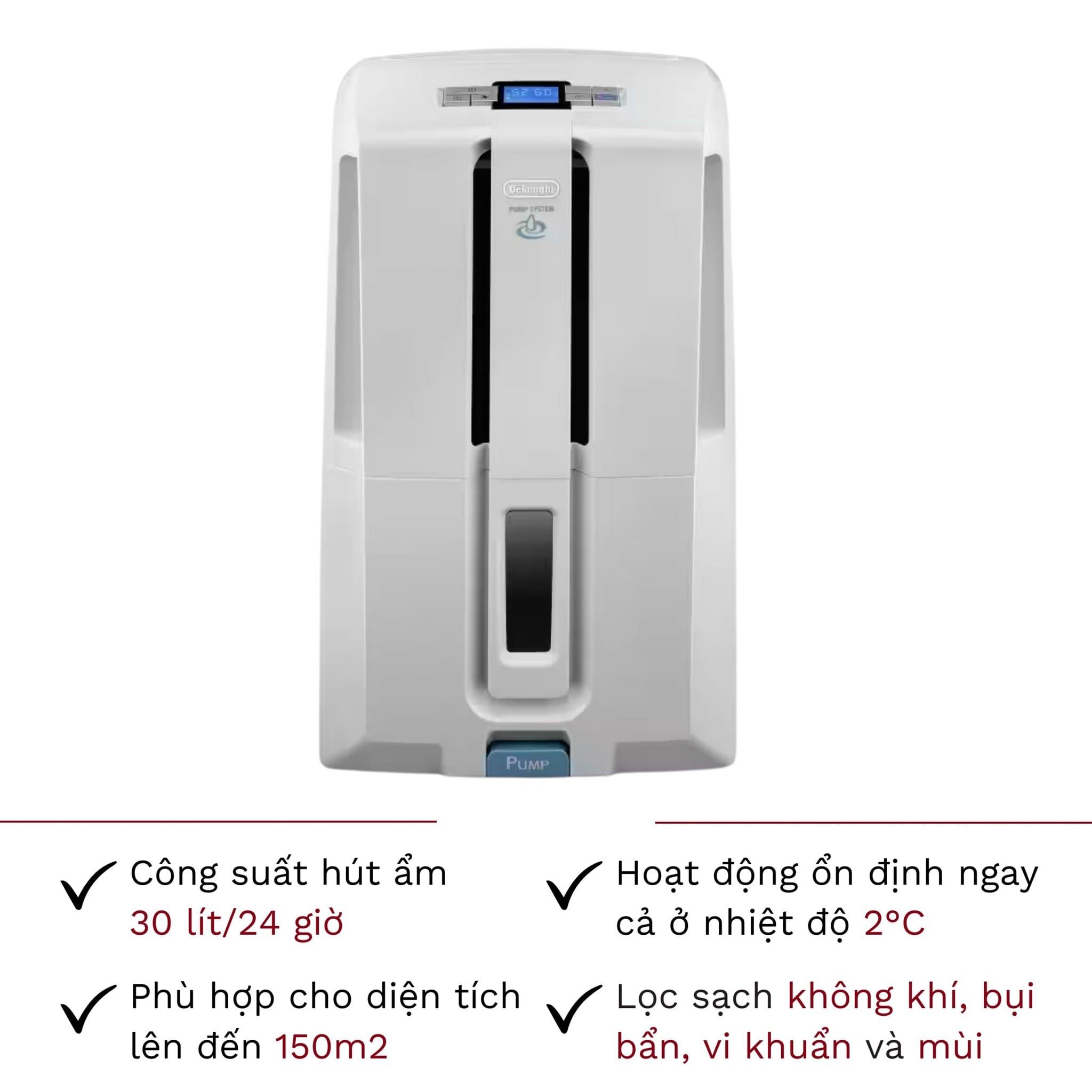 Máy Hút Ẩm Delonghi ARIADRY PUMP DD230P