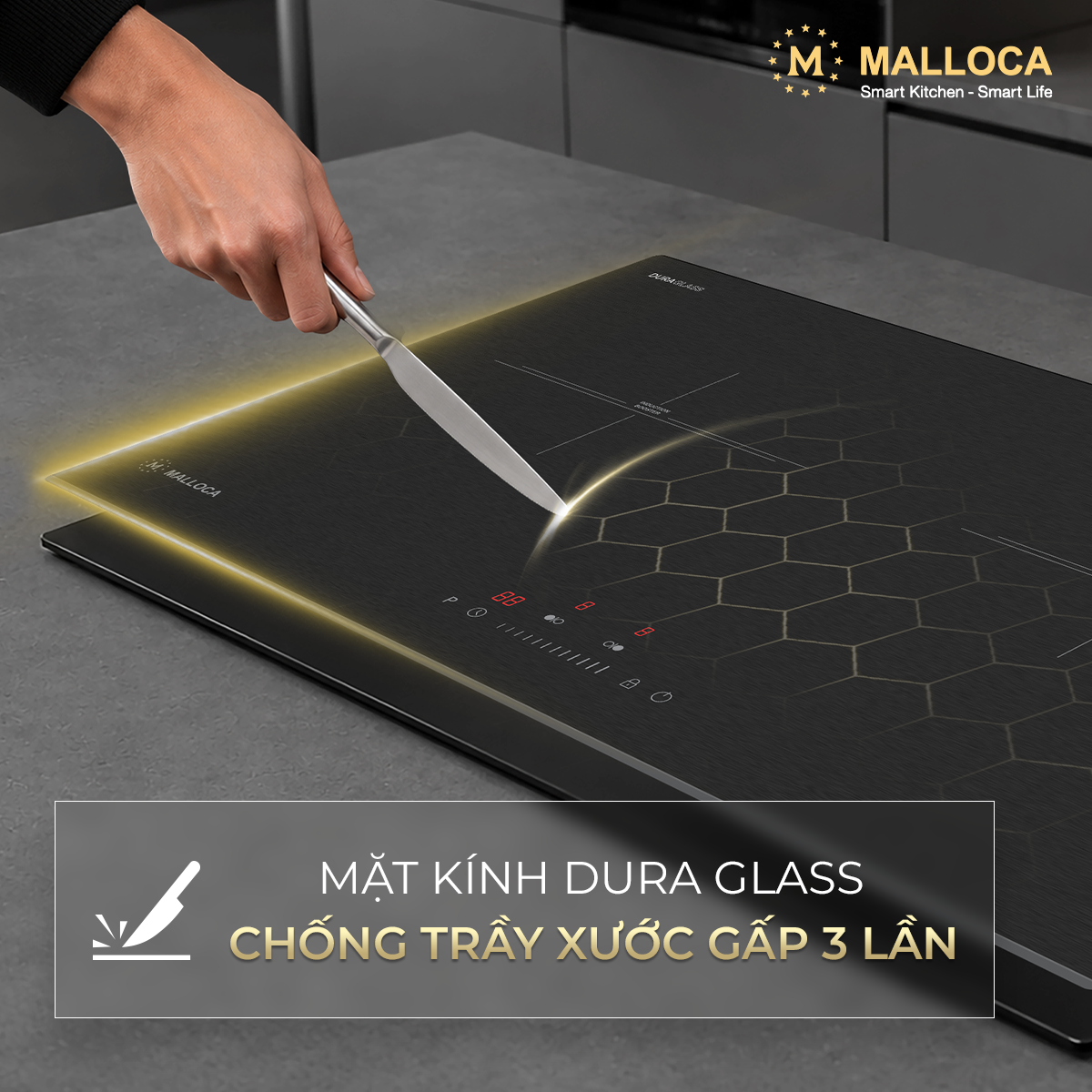 Bếp từ 2 vùng nấu 73cm (Mặt kính Malloca DuraGlass chống trầy xước) - Hai vùng từ 1800/2100W và Booster Bếp từ 2 vùng nấu 73cm (Mặt kính Malloca DuraGlass chống trầy xước) - Hai vùng từ 1800/2100W và Booster