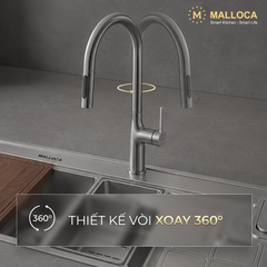 Vòi rửa chén nóng lạnh dây rút inox 304 Malloca K1726SS ảnh 2