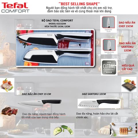 Bộ dao Tefal Comfort K221S244 15cm và 12cm