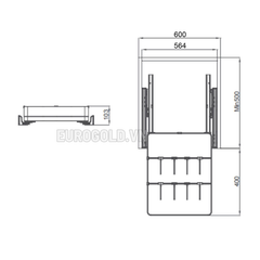 Ngăn kéo độc lập Eurogold EKM25160 - màu ghi, 60cm ảnh 3