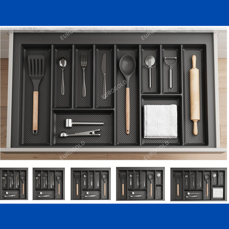 Khay chia thìa dĩa nhựa Eurogold ETC900 - màu xám, 90cm