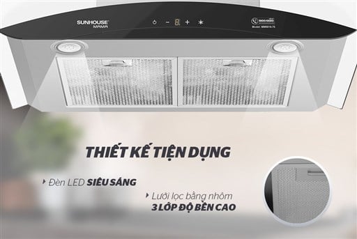 MÁY HÚT MÙI cao cấp KÍNH CONG SUNHOUSE MAMA MMB6682-70 Máy hút mùi kính cong SUNHOUSE MAMA MMB6682-70 – ảnh 3