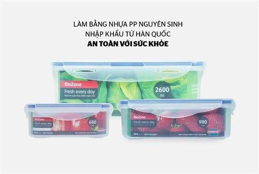 Bộ 3 hộp bảo quản thực phẩm ngăn mát biozone tiện lợi KB-CO3P02 – ảnh 2