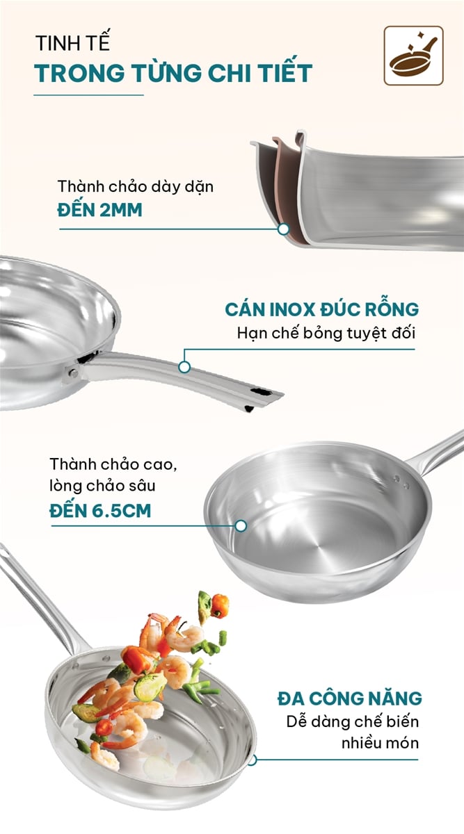 Chảo inox liền khối Sunhouse healthy IN24M7E – ảnh 6
