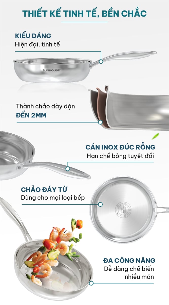 Chảo inox đa lớp Sunhouse IN24M6E – ảnh 6