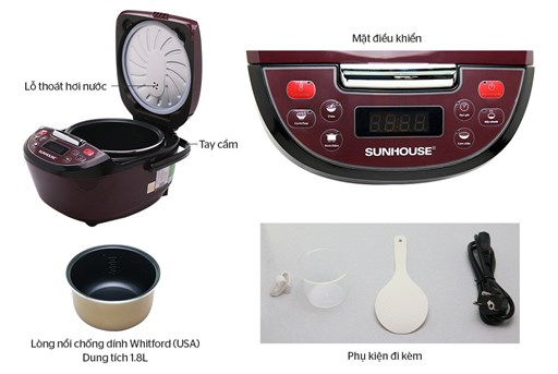 Nồi cơm điện tử 1.8L Sunhouse SHD8909 – ảnh 2